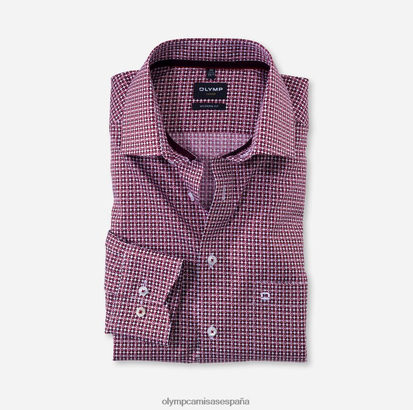 ropa OLYMP luxor modern fit, camisa business, manga larga extralarga, global kent, granate 8N2F1442