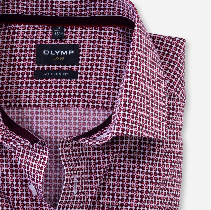 ropa OLYMP luxor modern fit, camisa business, manga larga extralarga, global kent, granate 8N2F1442