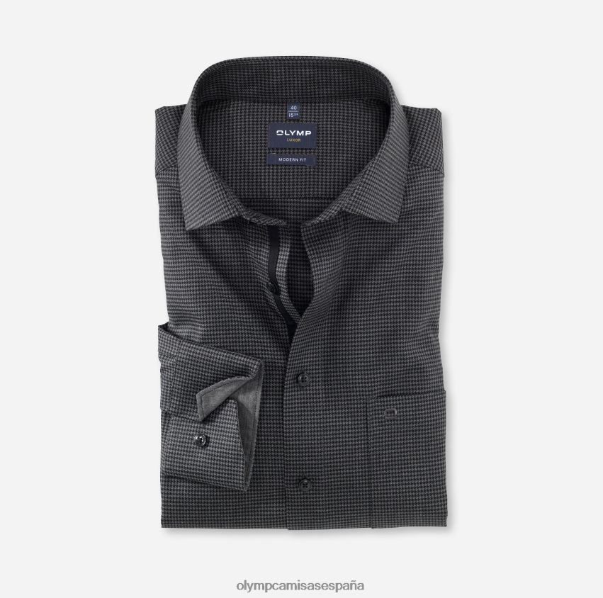 ropa OLYMP luxor modern fit, camisa business, manga larga extralarga, global kent, negro 8N2F1445