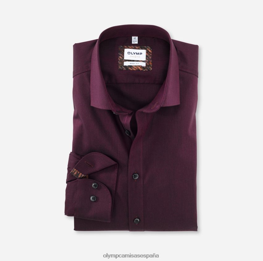 ropa OLYMP Ajuste corporal de nivel cinco, camisa de negocios, Kent moderno, granate. 8N2F799