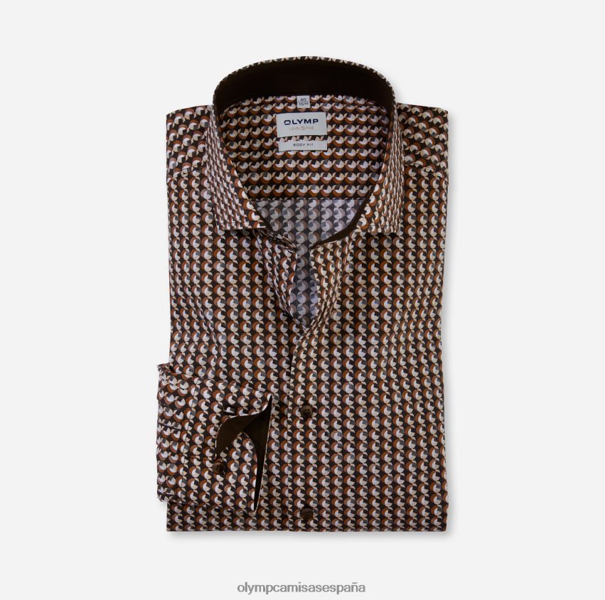 ropa OLYMP Ajuste corporal de nivel cinco, camisa de negocios, Royal Kent, marrón. 8N2F377