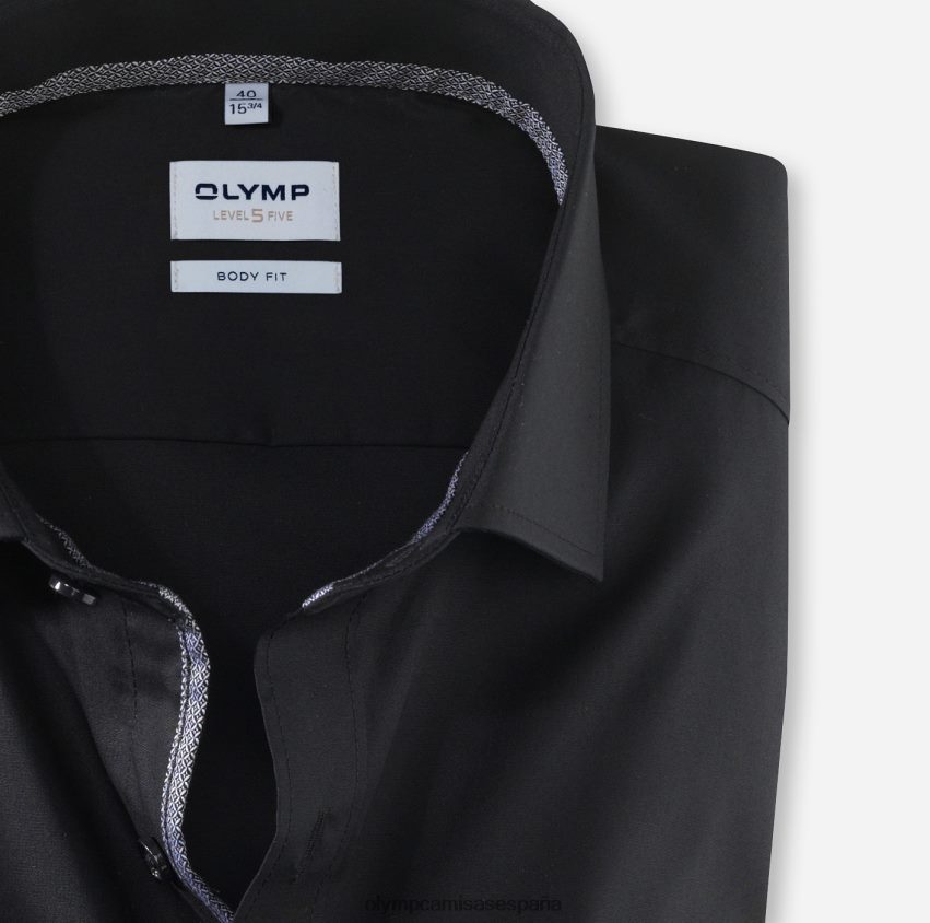 ropa OLYMP Ajuste corporal de nivel cinco, camisa de negocios, Royal Kent, negro. 8N2F422