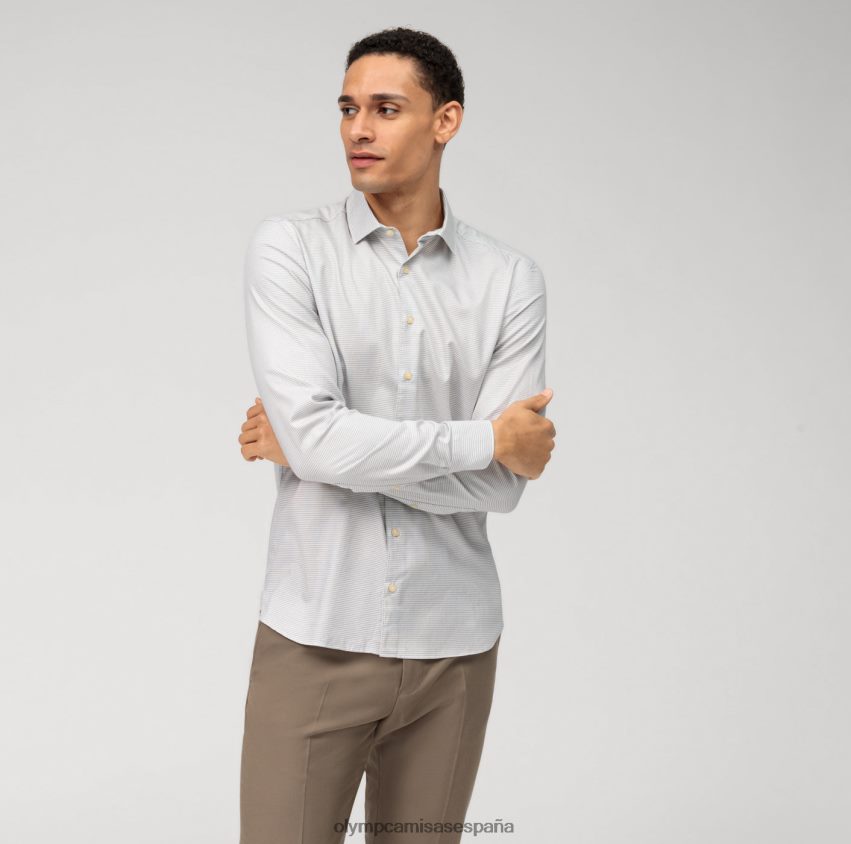 ropa OLYMP Body fit lavado con prenda nivel cinco, camisa business, kent, color topo 8N2F568