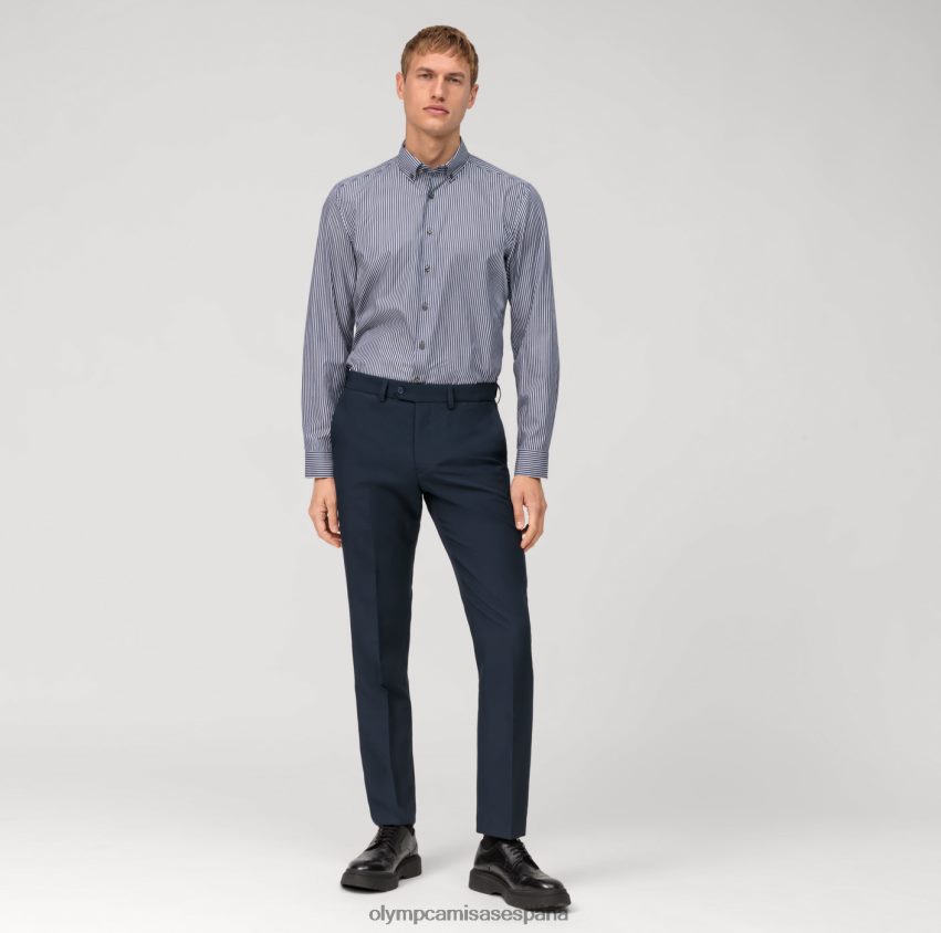 ropa OLYMP Body fit lavado en prenda de nivel cinco, camisa business con botones, color marino 8N2F493
