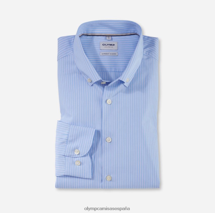 ropa OLYMP Body fit lavado en prenda nivel cinco, camisa business, con botones, azul 8N2F463