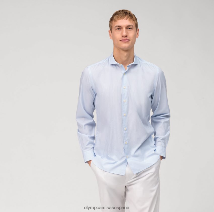 ropa OLYMP Body fit lavado en prenda nivel cinco, camisa business, corte recortado, azul 8N2F555