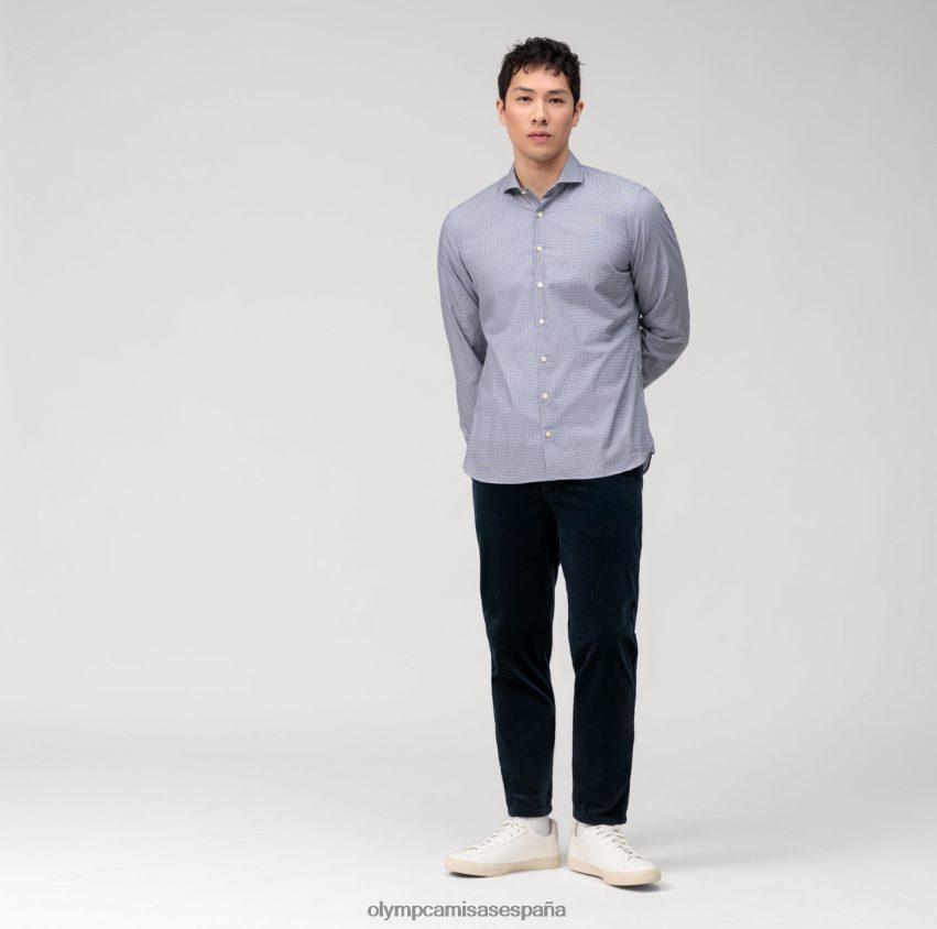 ropa OLYMP Body fit lavado en prenda nivel cinco, camisa business, corte recortado, color marino 8N2F569