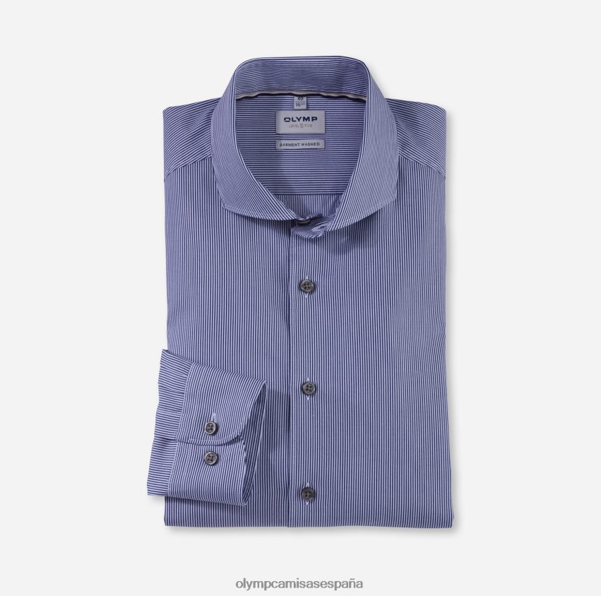 ropa OLYMP Body fit lavado en prenda nivel cinco, camisa business, corte recortado, color marino 8N2F572