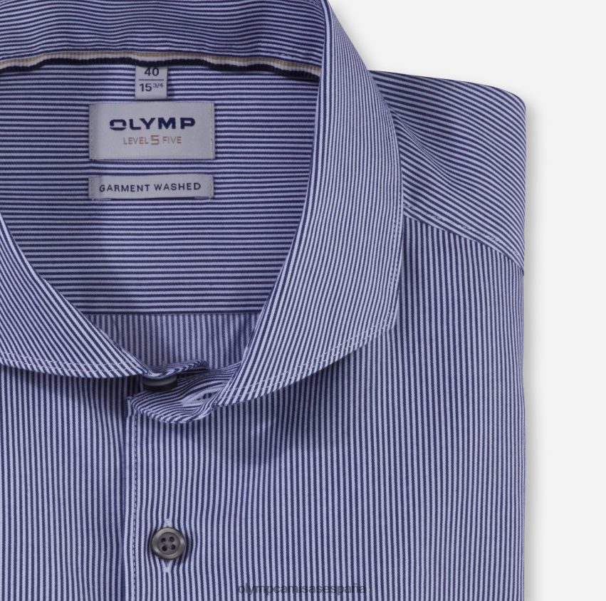 ropa OLYMP Body fit lavado en prenda nivel cinco, camisa business, corte recortado, color marino 8N2F572