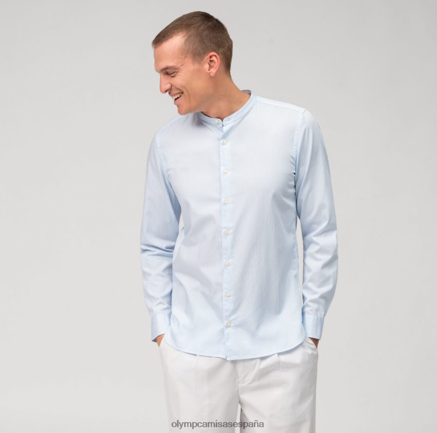 ropa OLYMP Body fit lavado en prenda nivel cinco, camisa business, cuello alto, azul 8N2F496
