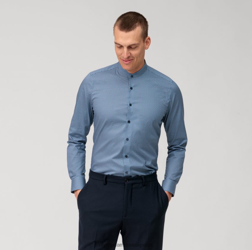 ropa OLYMP ajuste corporal de nivel cinco, camisa business, cuello alto, azul marino 8N2F525