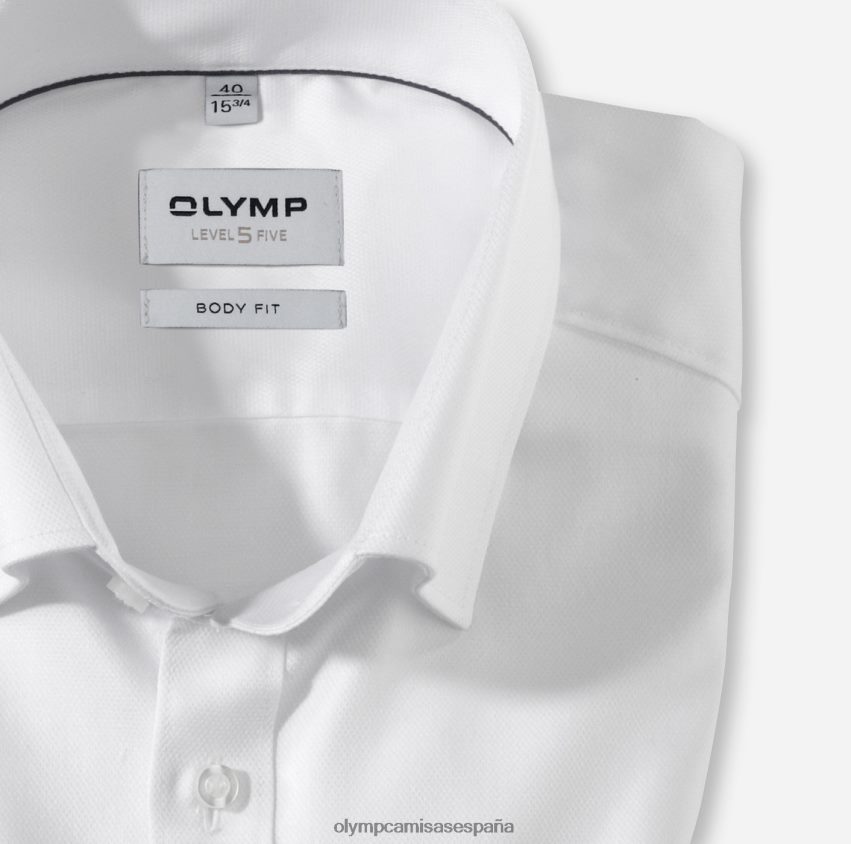 ropa OLYMP ajuste corporal de nivel cinco, camisa business, debajo de los botones, blanca 8N2F414
