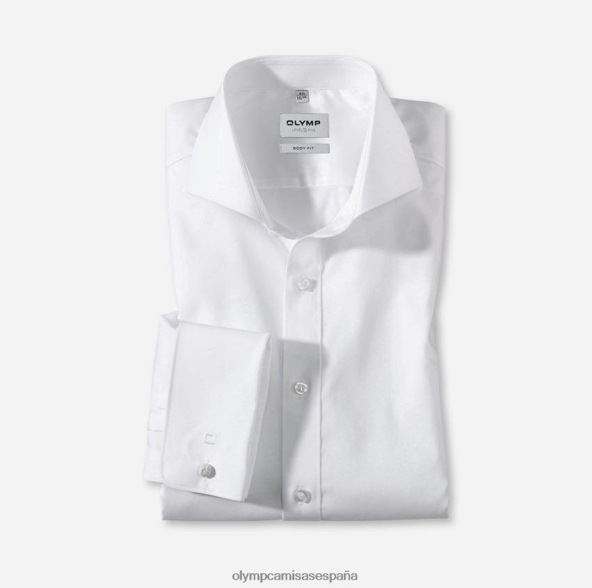 ropa OLYMP ajuste corporal de nivel cinco, camisa business, manga larga extralarga, corte recortado, blanco 8N2F910