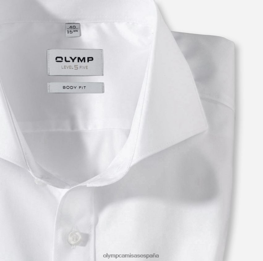 ropa OLYMP ajuste corporal de nivel cinco, camisa business, manga larga extralarga, corte recortado, blanco 8N2F910