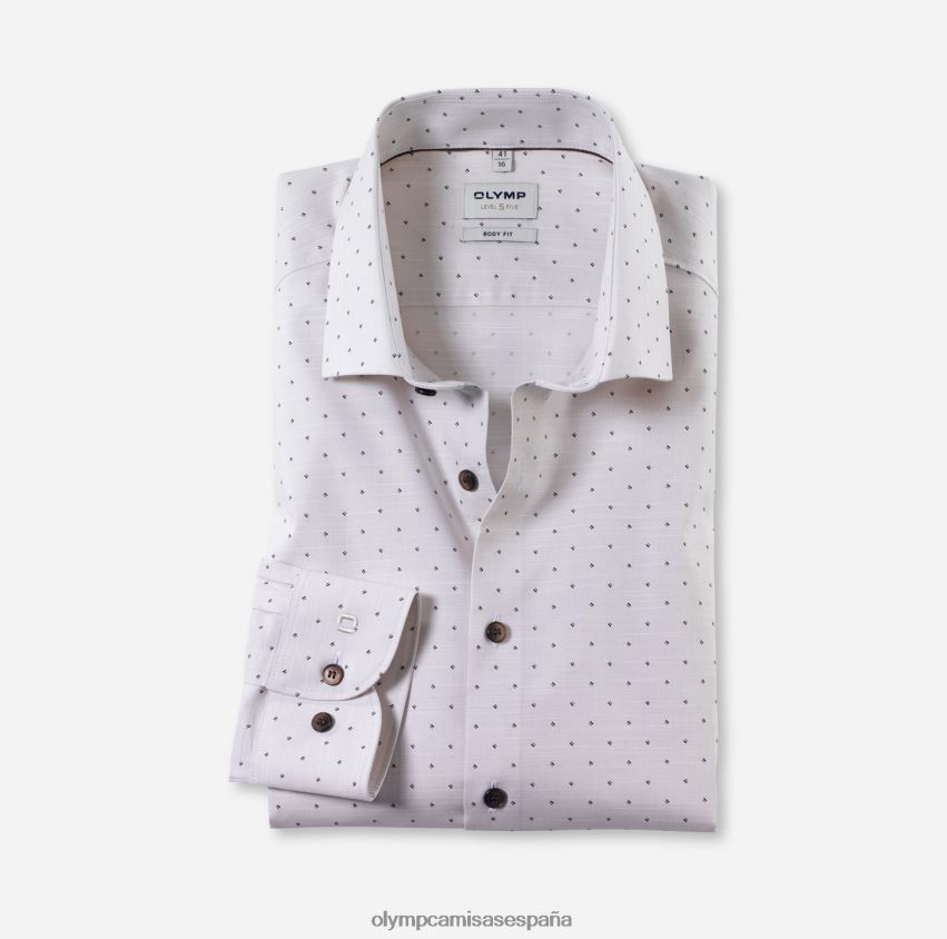 ropa OLYMP ajuste corporal de nivel cinco, camisa business, manga larga extralarga, kent moderno, natural 8N2F900