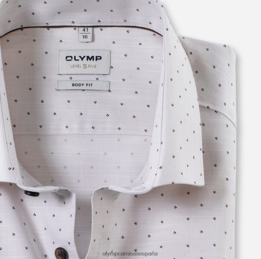 ropa OLYMP ajuste corporal de nivel cinco, camisa business, manga larga extralarga, kent moderno, natural 8N2F900