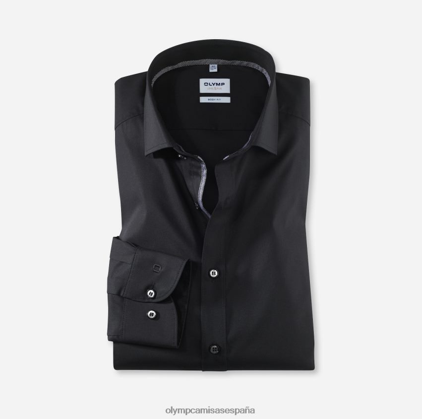 ropa OLYMP ajuste corporal de nivel cinco, camisa business, manga larga extralarga, royal kent, negro 8N2F862