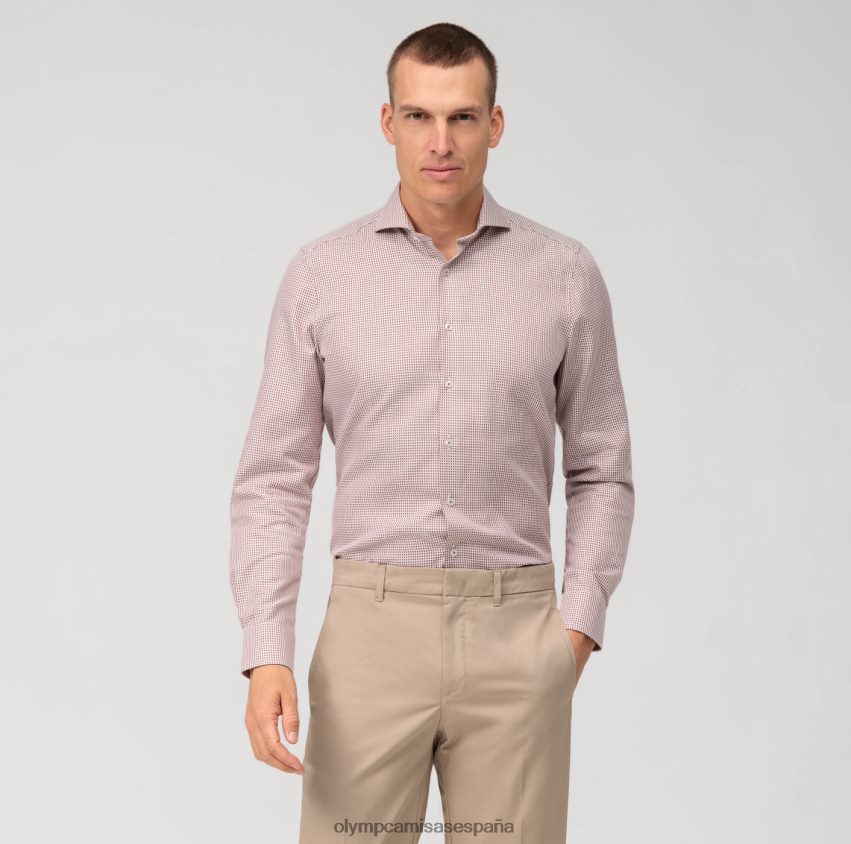 ropa OLYMP ajuste corporal de nivel cinco, camisa de negocios, corte recortado, rojo 8N2F474