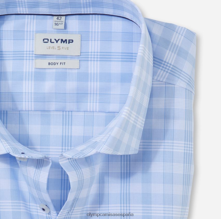 ropa OLYMP ajuste corporal de nivel cinco, camisa de negocios, kent moderno, azul 8N2F408
