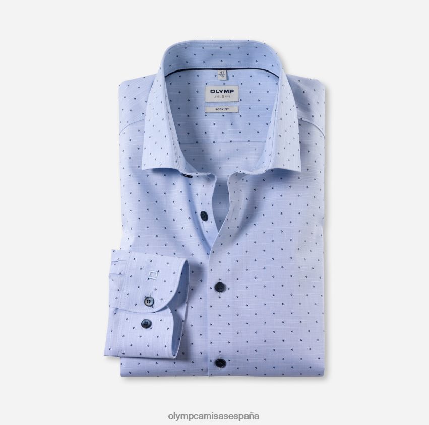 ropa OLYMP ajuste corporal de nivel cinco, camisa de negocios, kent moderno, azul 8N2F473