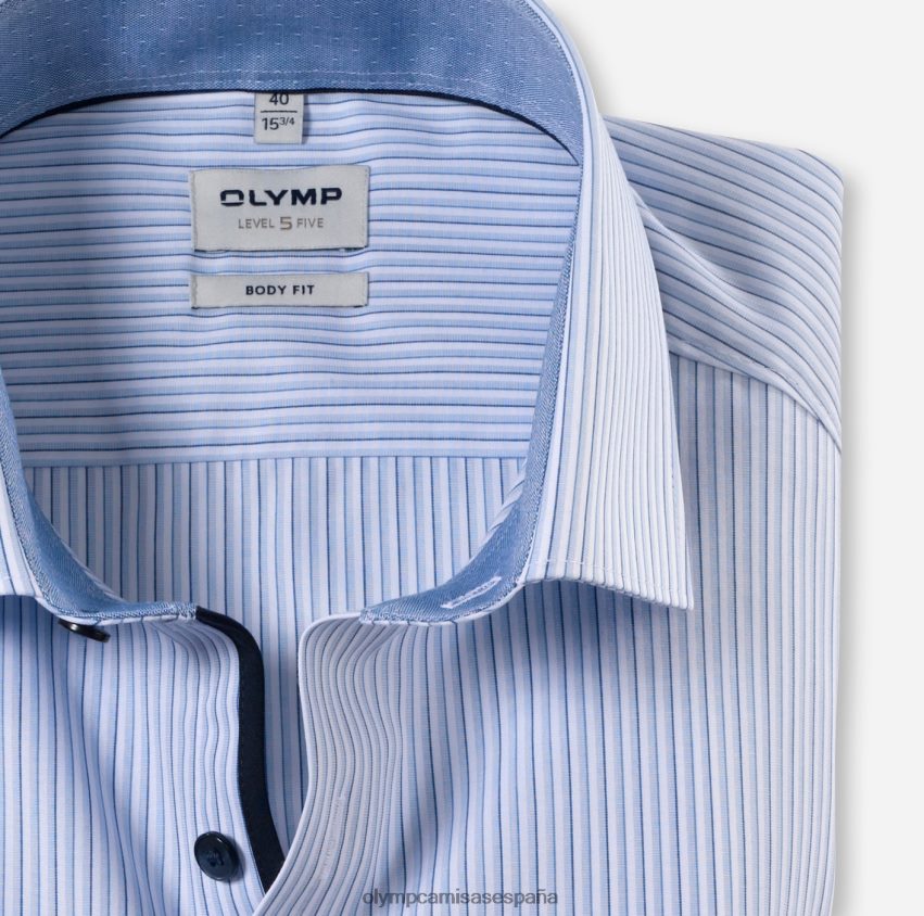 ropa OLYMP ajuste corporal de nivel cinco, camisa de negocios, kent moderno, azul 8N2F554