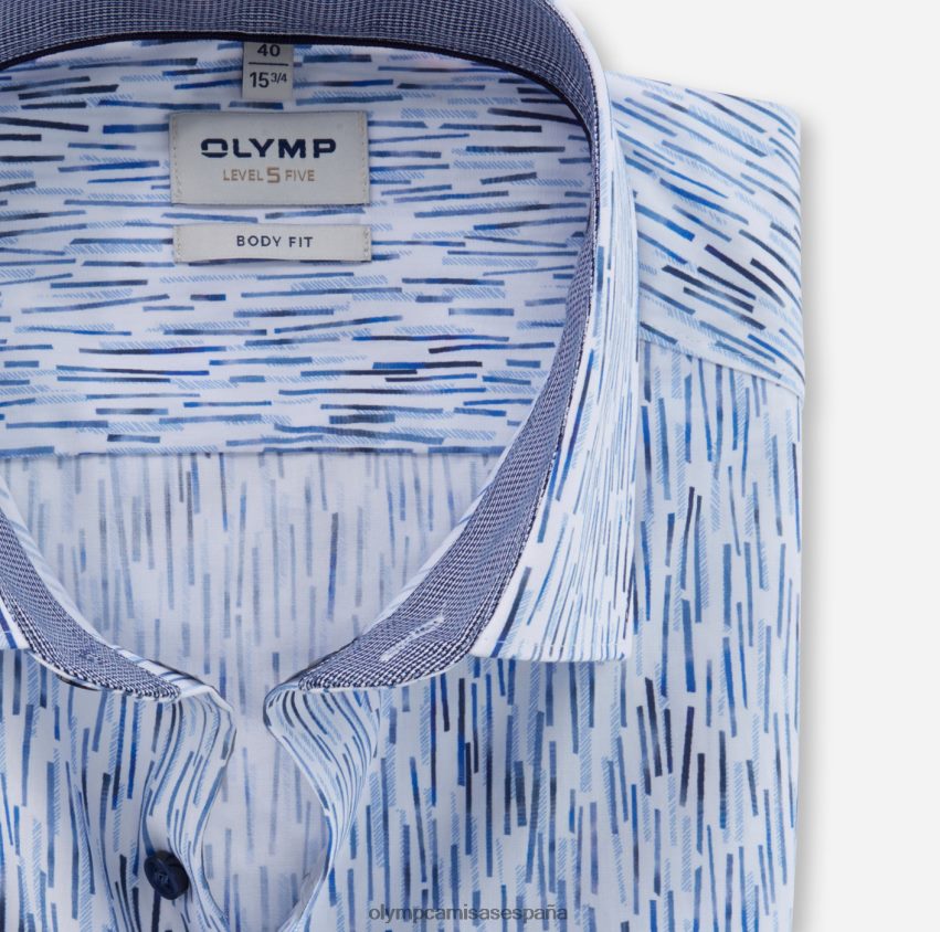 ropa OLYMP ajuste corporal de nivel cinco, camisa de negocios, kent moderno, azul 8N2F612