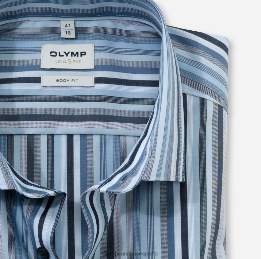 ropa OLYMP ajuste corporal de nivel cinco, camisa de negocios, kent moderno, azul 8N2F644