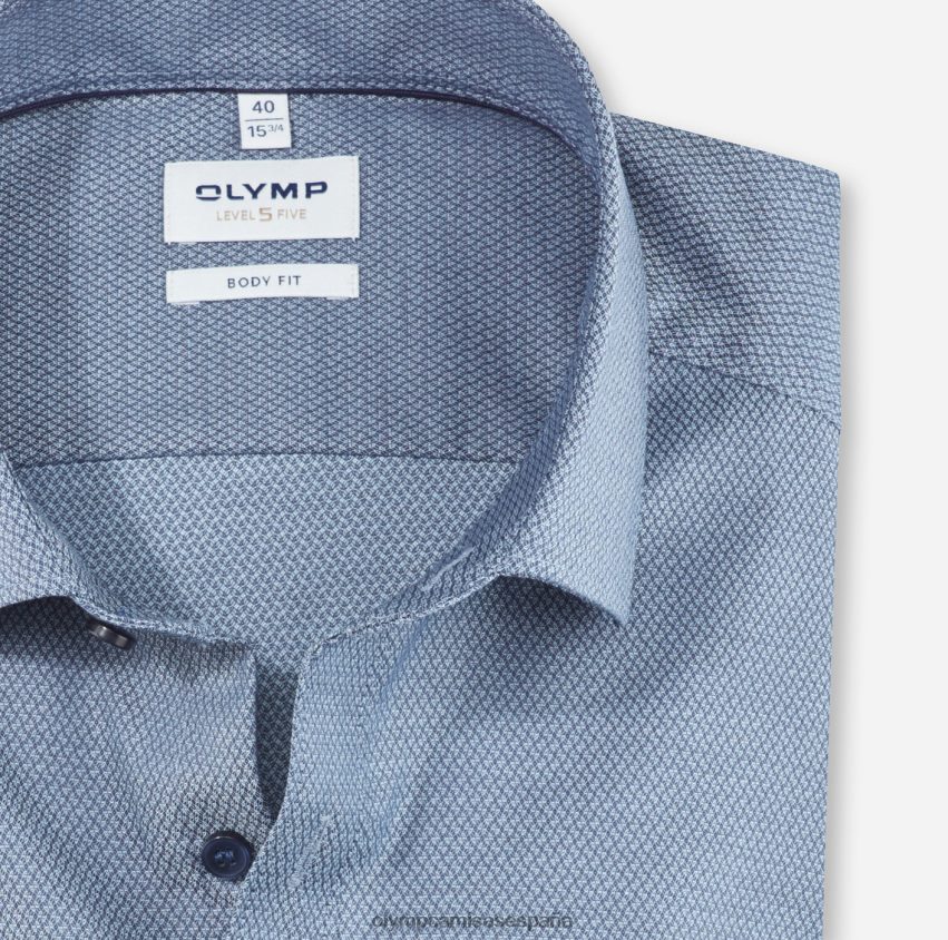 ropa OLYMP ajuste corporal de nivel cinco, camisa de negocios, kent moderno, azul 8N2F747