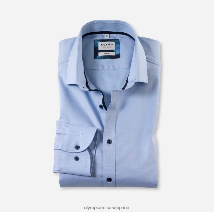 ropa OLYMP ajuste corporal de nivel cinco, camisa de negocios, kent moderno, azul 8N2F754