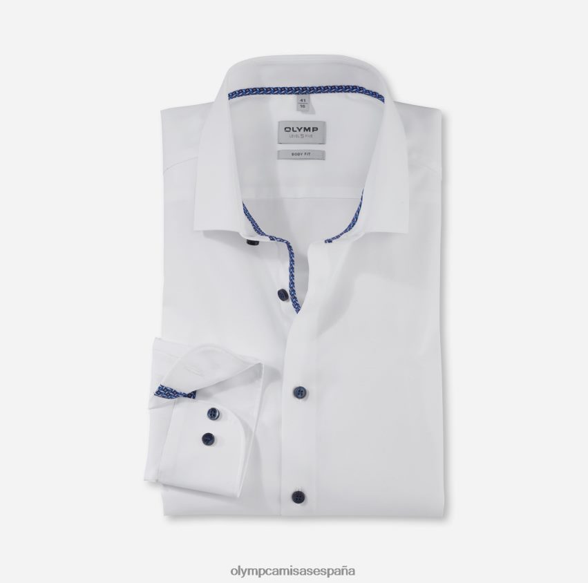 ropa OLYMP ajuste corporal de nivel cinco, camisa de negocios, kent moderno, blanco 8N2F392