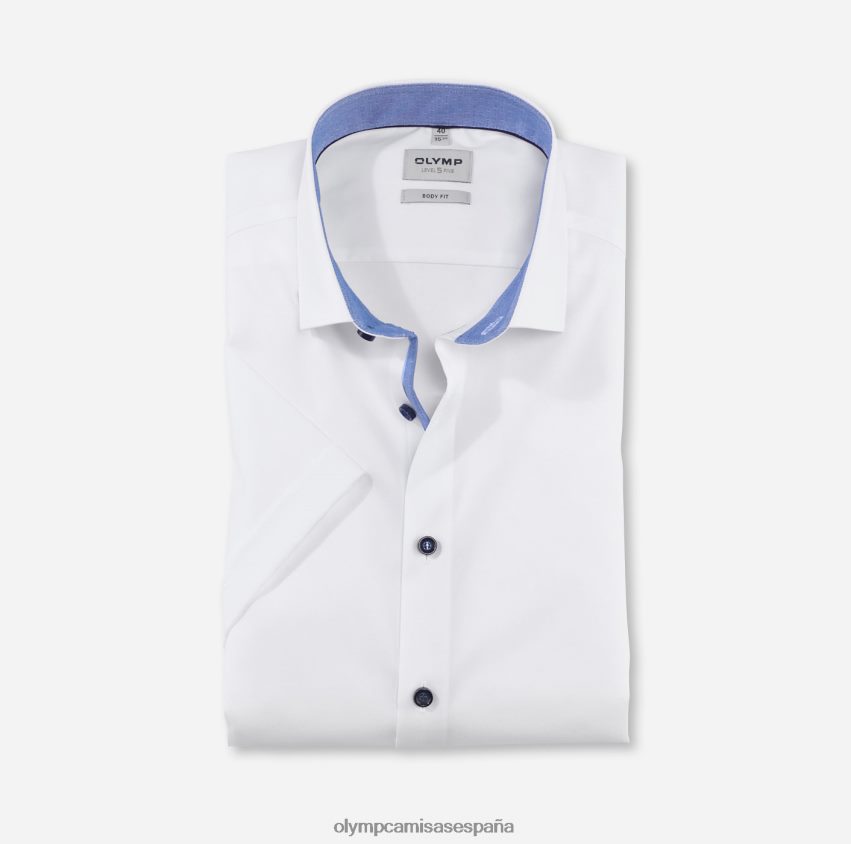 ropa OLYMP ajuste corporal de nivel cinco, camisa de negocios, kent moderno, blanco 8N2F407
