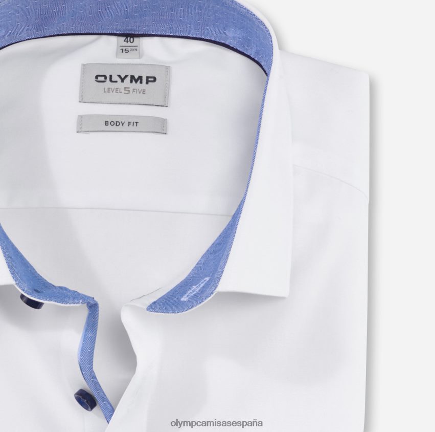 ropa OLYMP ajuste corporal de nivel cinco, camisa de negocios, kent moderno, blanco 8N2F407