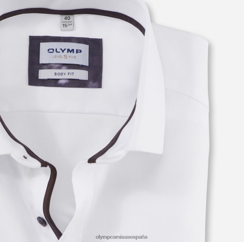 ropa OLYMP ajuste corporal de nivel cinco, camisa de negocios, kent moderno, blanco 8N2F755