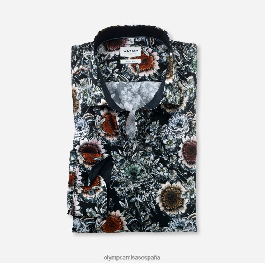 ropa OLYMP ajuste corporal de nivel cinco, camisa de negocios, kent moderno, marina 8N2F646