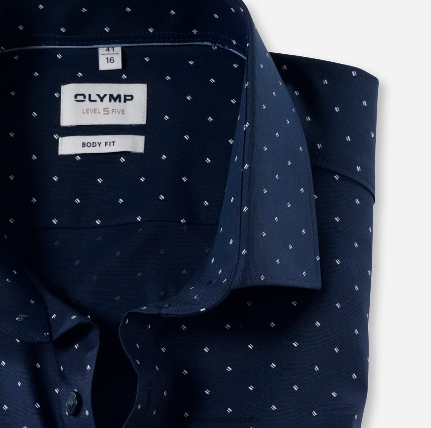 ropa OLYMP ajuste corporal de nivel cinco, camisa de negocios, kent moderno, marina 8N2F692