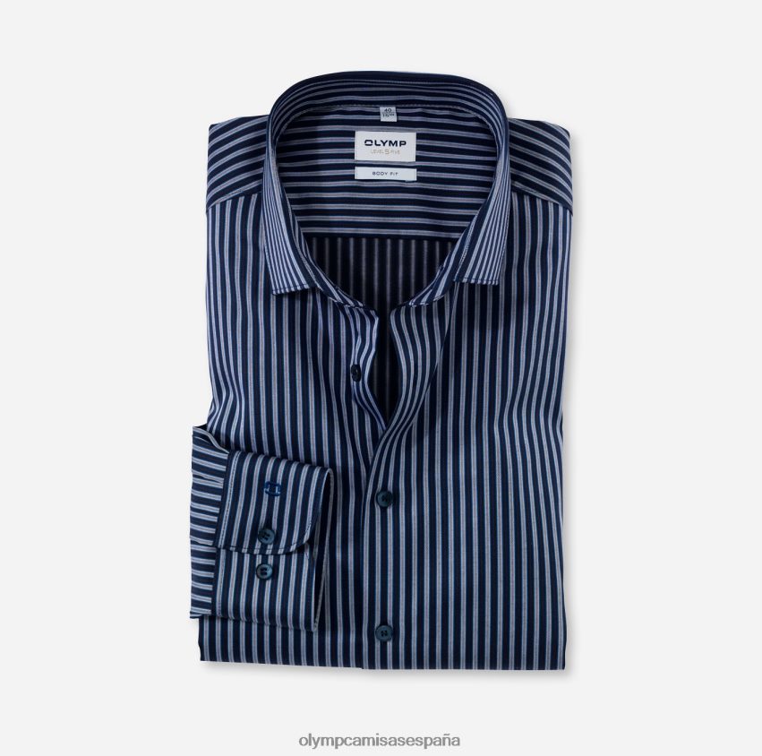 ropa OLYMP ajuste corporal de nivel cinco, camisa de negocios, kent moderno, marina 8N2F823