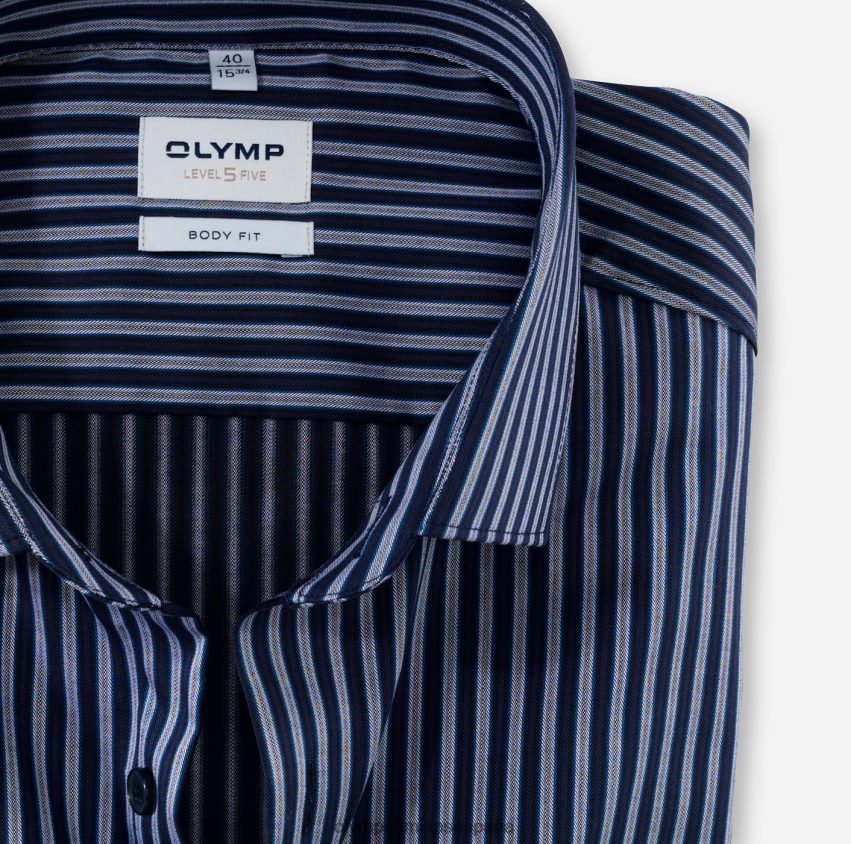 ropa OLYMP ajuste corporal de nivel cinco, camisa de negocios, kent moderno, marina 8N2F823