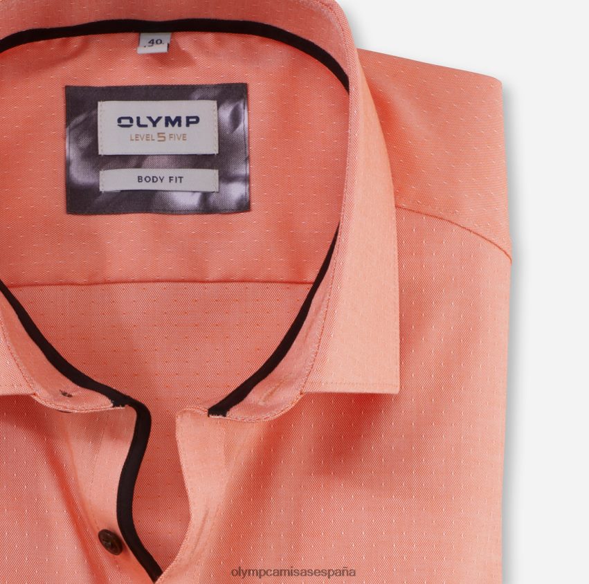 ropa OLYMP ajuste corporal de nivel cinco, camisa de negocios, kent moderno, naranja 8N2F362