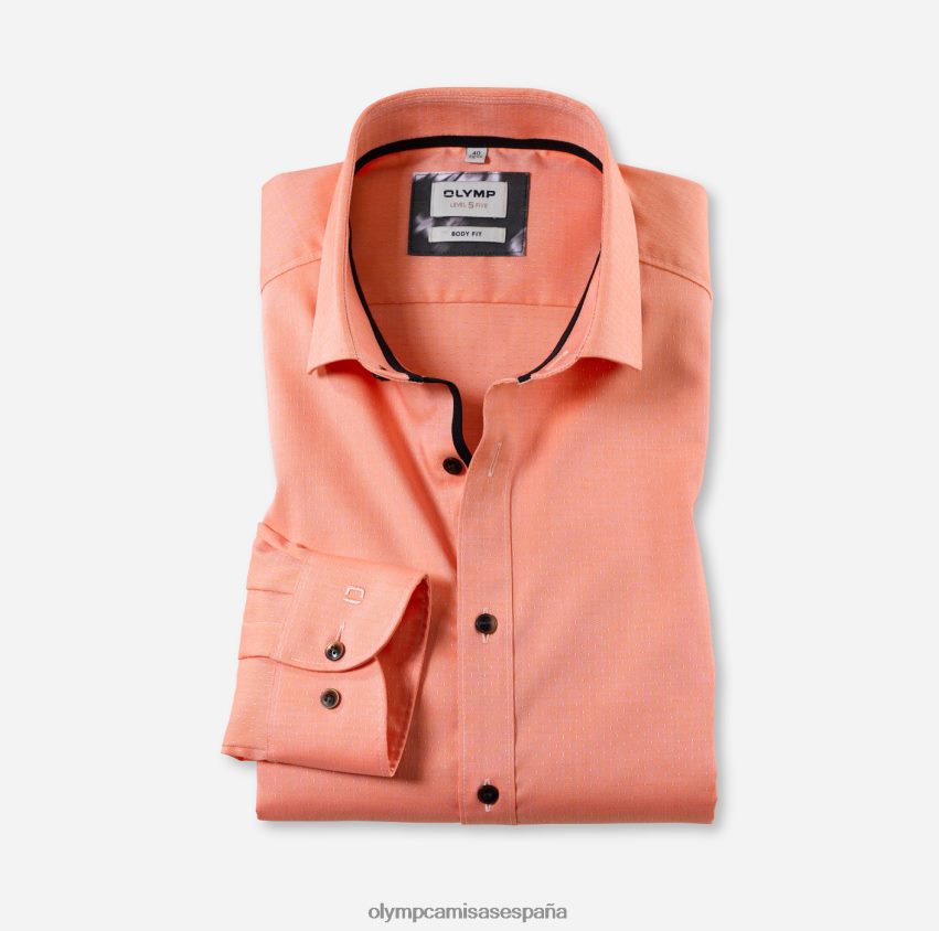 ropa OLYMP ajuste corporal de nivel cinco, camisa de negocios, kent moderno, naranja 8N2F590