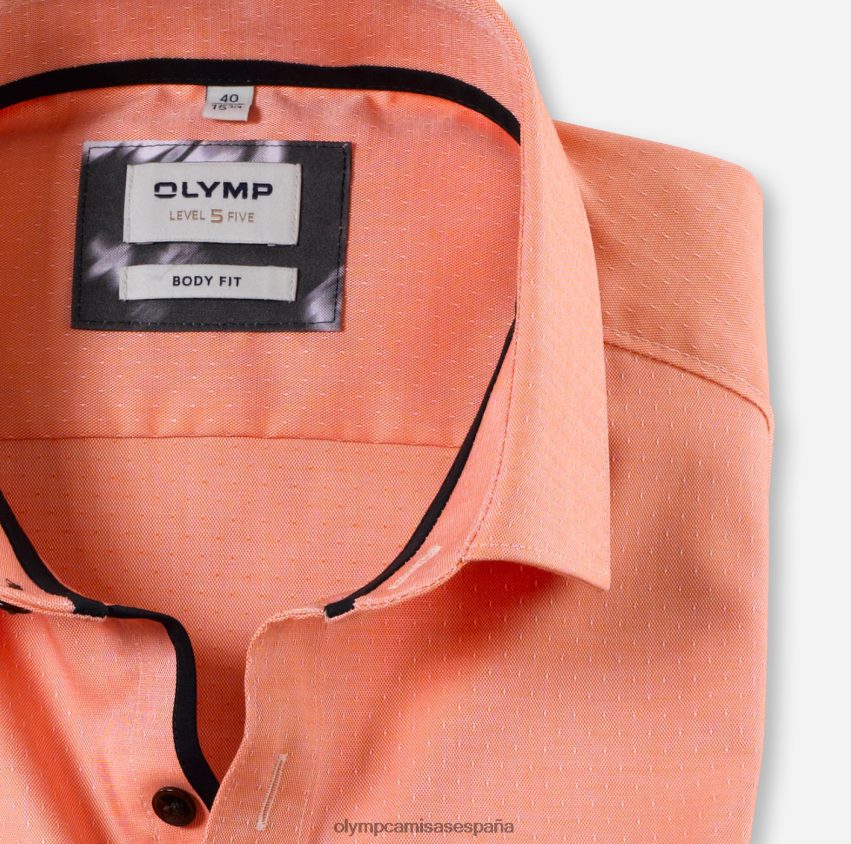 ropa OLYMP ajuste corporal de nivel cinco, camisa de negocios, kent moderno, naranja 8N2F590