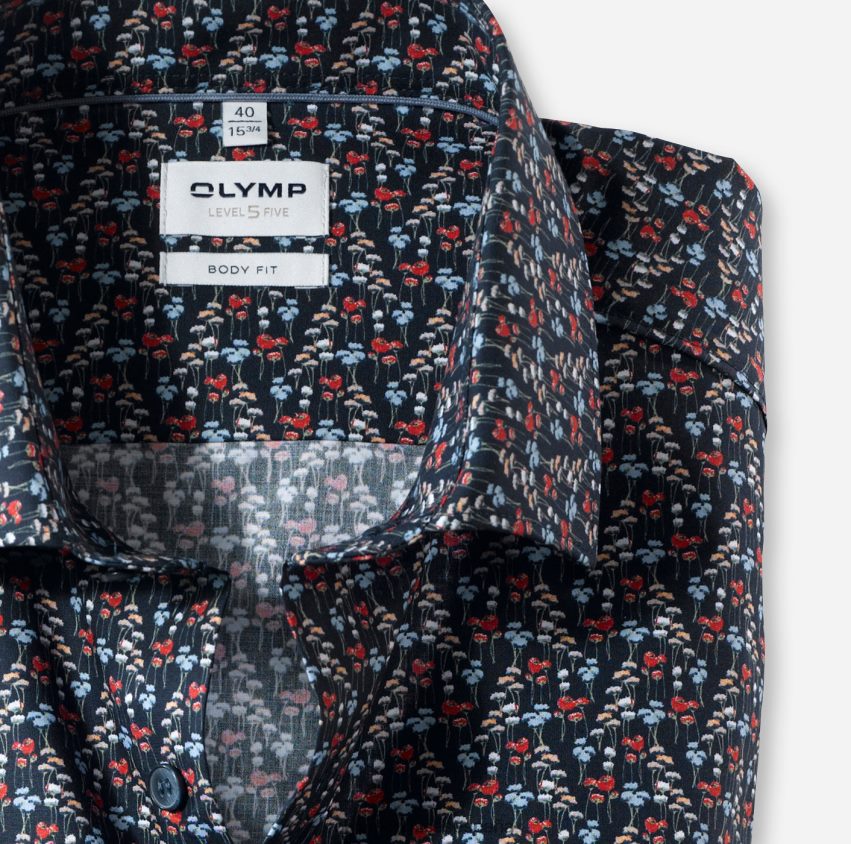 ropa OLYMP ajuste corporal de nivel cinco, camisa de negocios, kent moderno, rojo 8N2F361