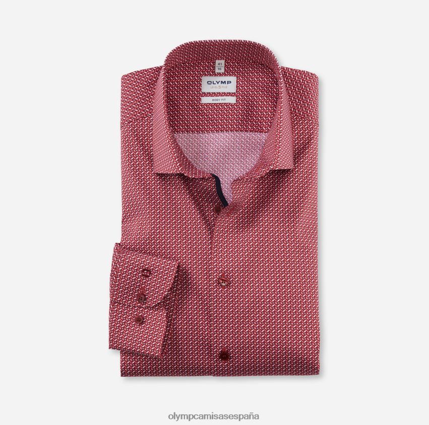 ropa OLYMP ajuste corporal de nivel cinco, camisa de negocios, kent moderno, rojo 8N2F539