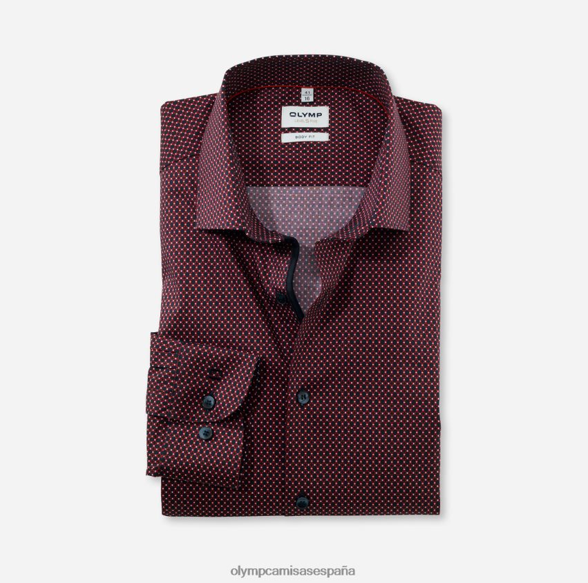 ropa OLYMP ajuste corporal de nivel cinco, camisa de negocios, kent moderno, rojo 8N2F759