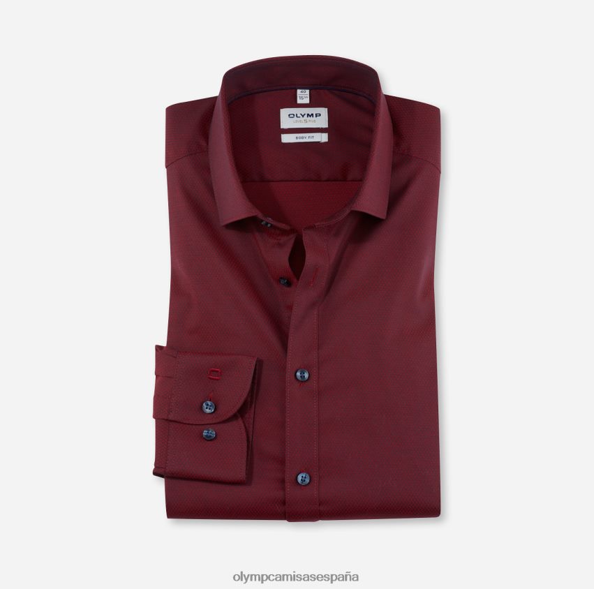 ropa OLYMP ajuste corporal de nivel cinco, camisa de negocios, kent moderno, rojo 8N2F763
