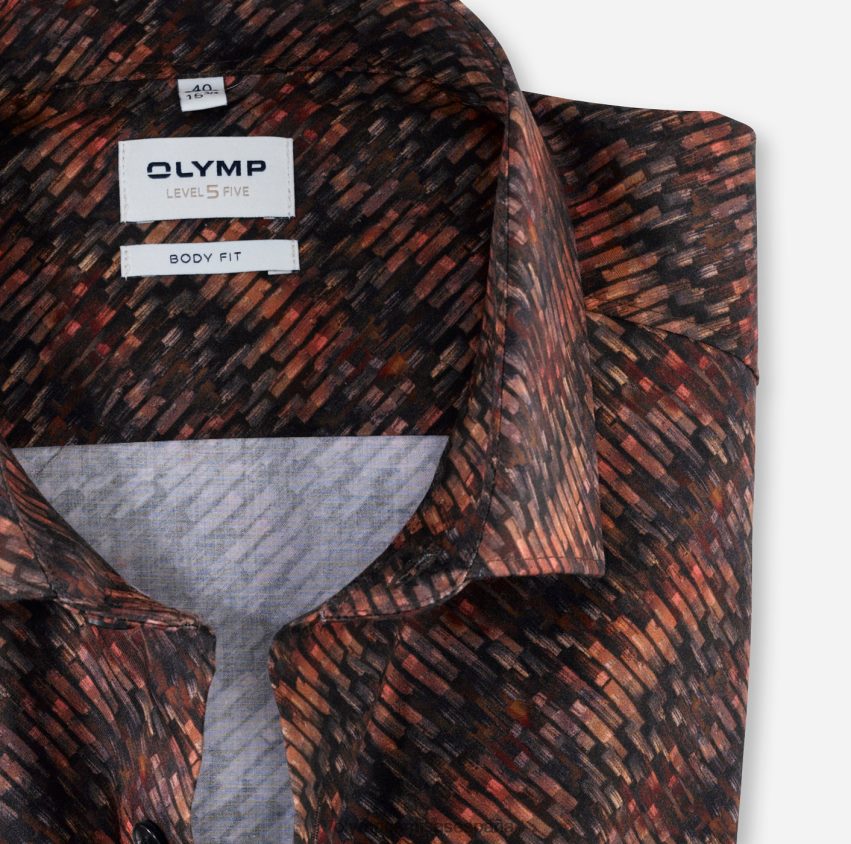 ropa OLYMP ajuste corporal de nivel cinco, camisa de negocios, kent moderno, rojo naranja 8N2F663