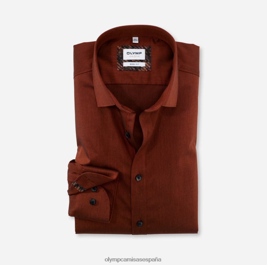 ropa OLYMP ajuste corporal de nivel cinco, camisa de negocios, kent moderno, rojo naranja 8N2F801