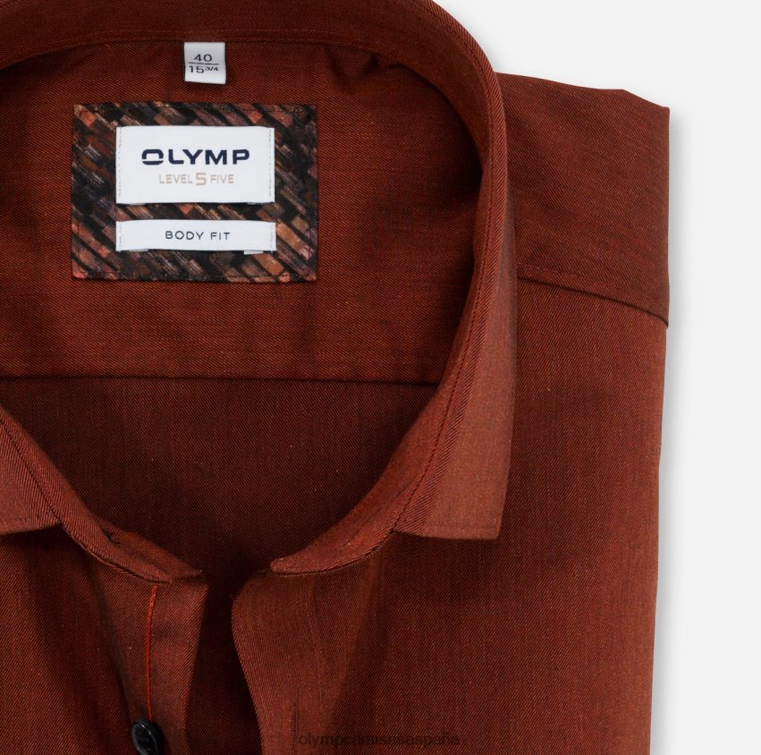ropa OLYMP ajuste corporal de nivel cinco, camisa de negocios, kent moderno, rojo naranja 8N2F801