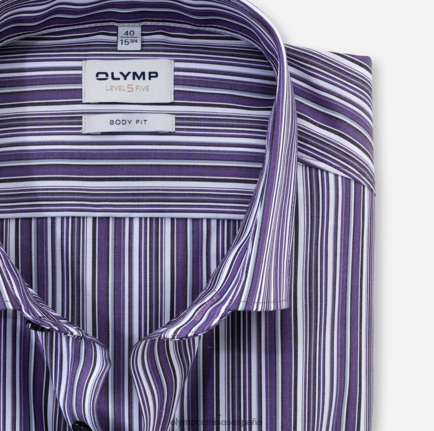ropa OLYMP ajuste corporal de nivel cinco, camisa de negocios, kent moderno, viola 8N2F705