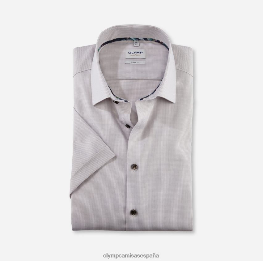 ropa OLYMP ajuste corporal de nivel cinco, camisa de negocios, nueva york kent, color topo 8N2F373