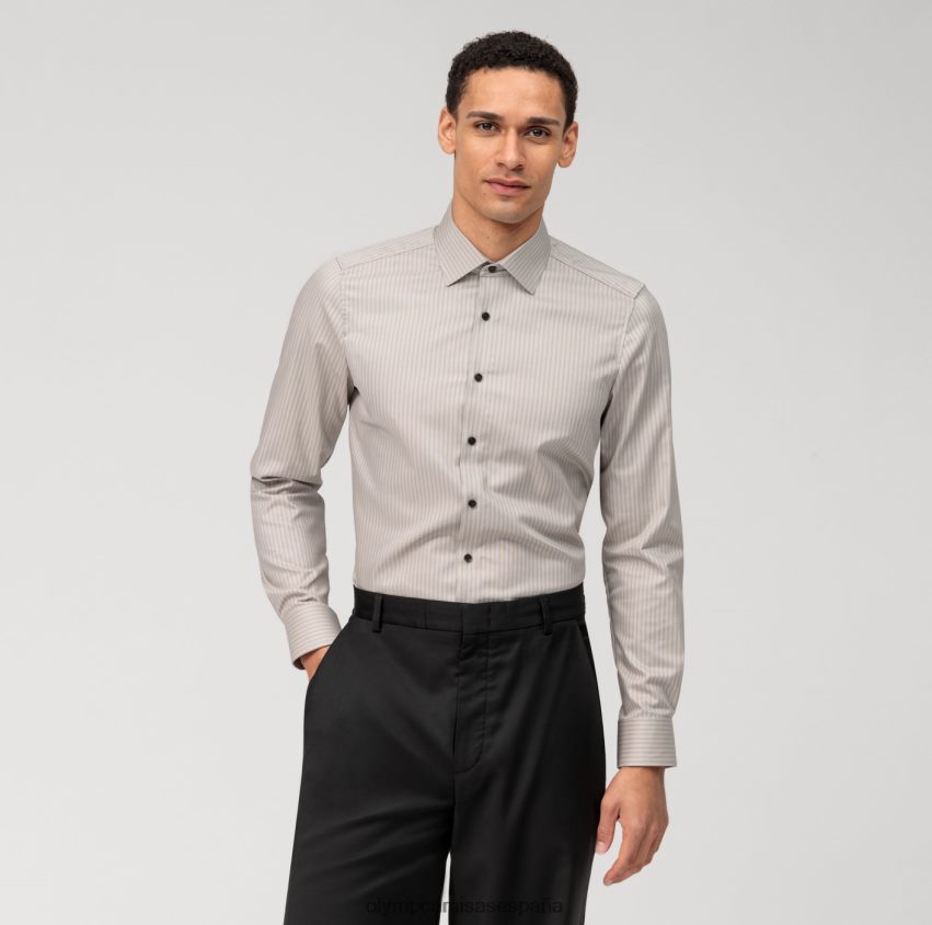 ropa OLYMP ajuste corporal de nivel cinco, camisa de negocios, nueva york kent, color topo 8N2F589